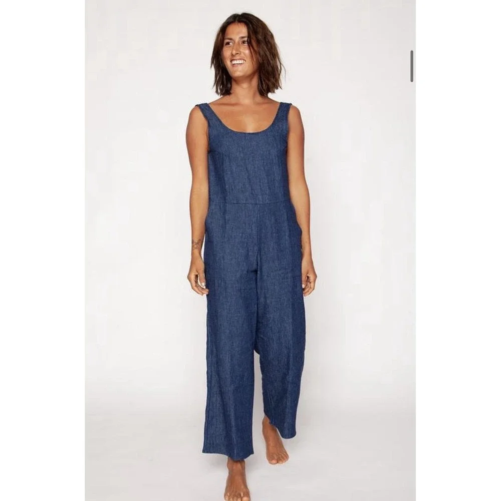 The Seea BILLIE Jumpsuit Hemp Denim Size M Overalls Beach - Picture 2 of 13
